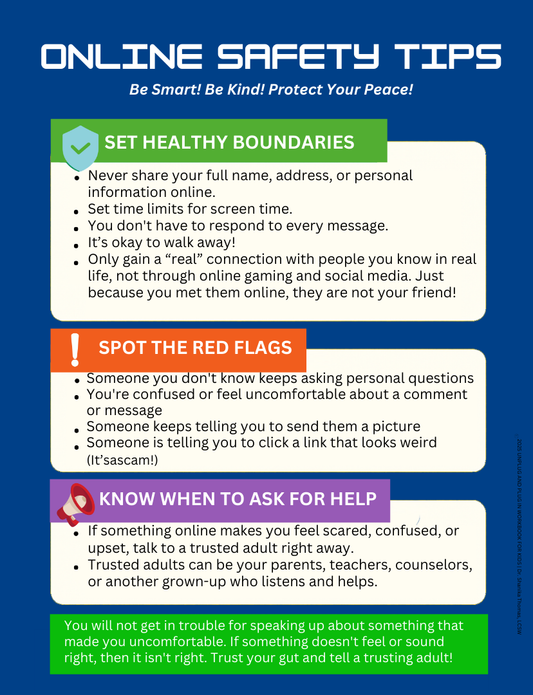 Online Safety Tips Poster Wall Art Decor 11"x17"